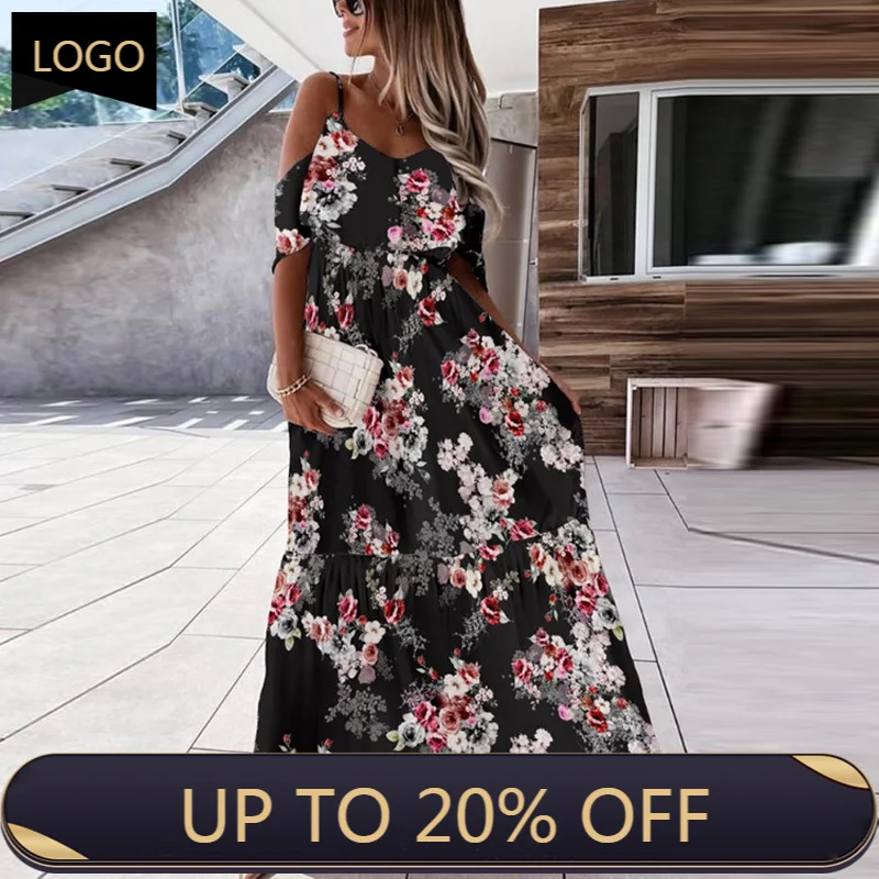 

Модное Элегантное женское плявечерние вечернее платье на бретельках, летнее весеннее длинное платье с цветочным принтом, сексуальное плат...