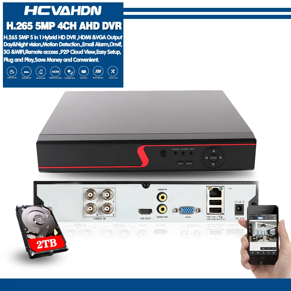 HCVAHDN 4CH 8CH 5MP 4MP 5в1 Гибридный AHD DVR NVR цифровой видеорегистратор регистратор