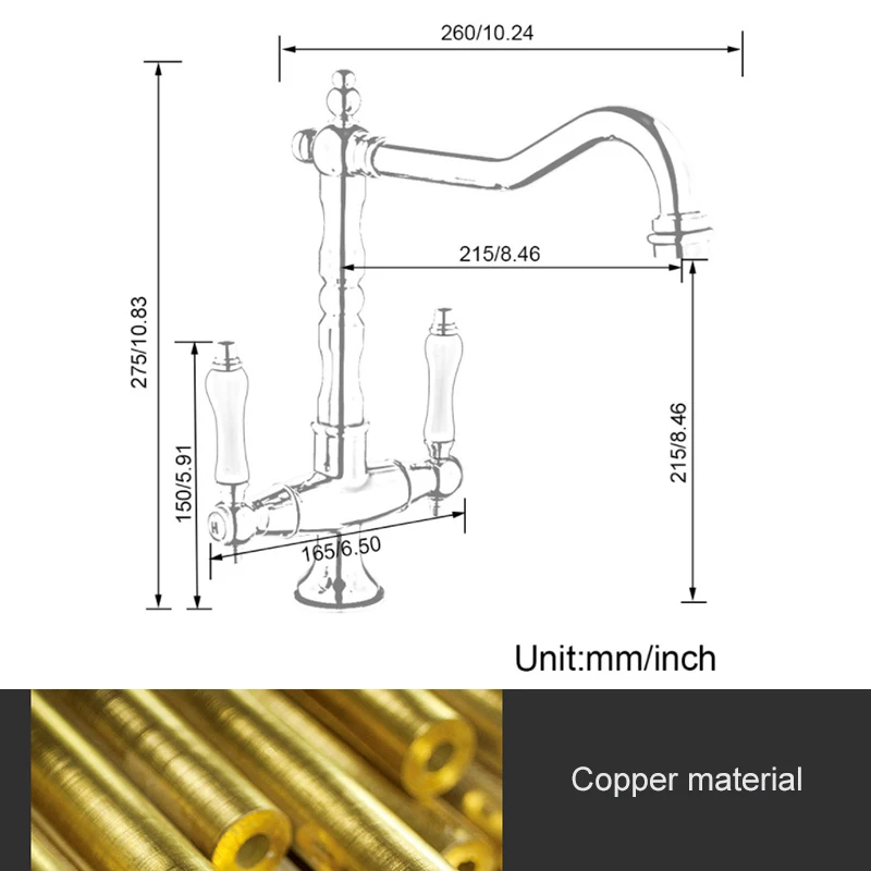 Смеситель горячей и холодной воды на палубе с двумя ручками смесители для