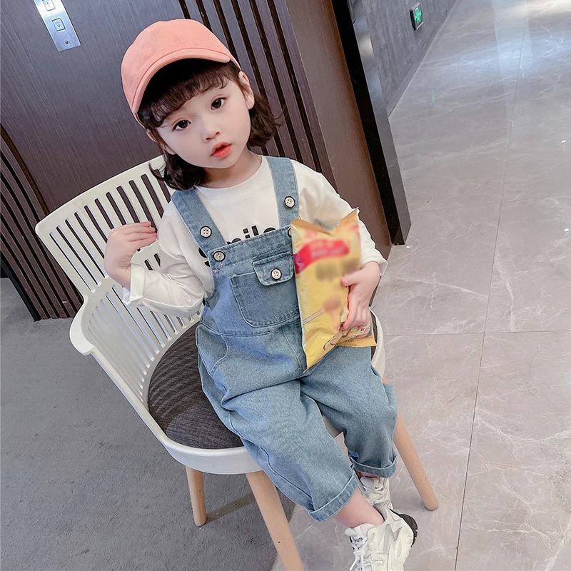 Toddler Kids Overalls Baby Boys Girls Denim Pants Spring Autumn Clothes Children's Overalls Casual Loose Jeans Jumpsuit 1-6Y