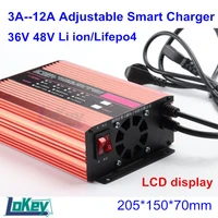 36v 10s li ion 42v 12s lifepo4 43 8v 3a to 12a adjustable smart charger with lcd display for lithium lipo lifepo4 lto batterys