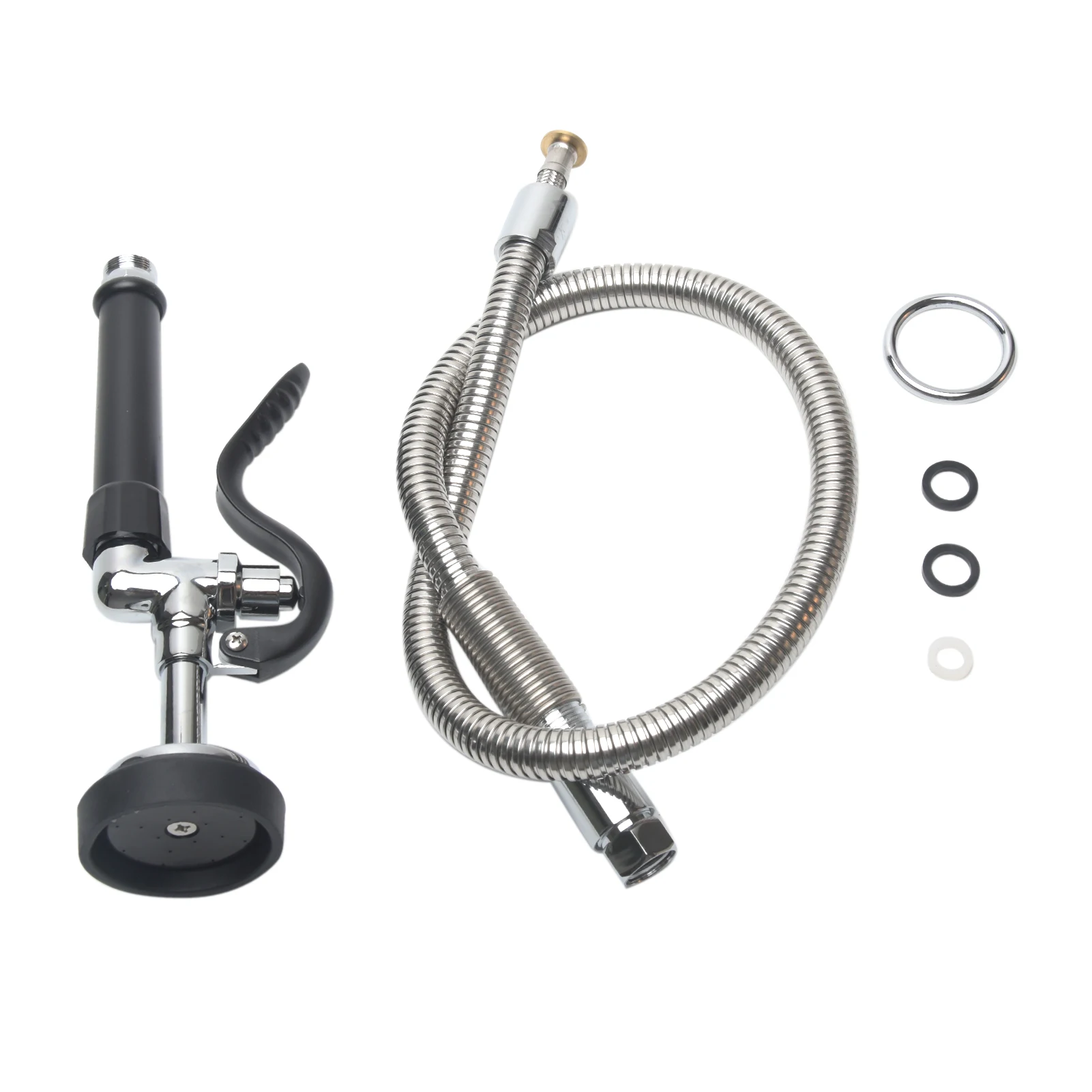 

Kitchen Restaurant Home Faucet Tap Hardware Pre Rinse Spray Head Set With Hose Water Saving Durable Practical Stainless Steel