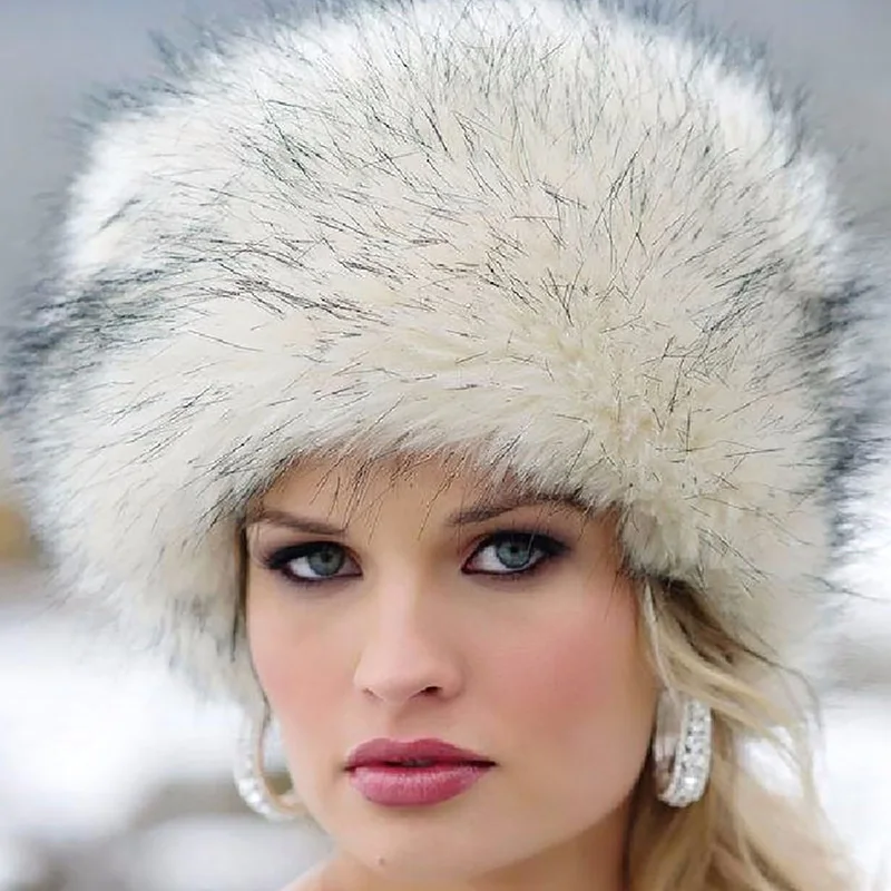 

1PCS New Winter Warm Faux Fox Fur Hat Women Fashion Casual Russian Style Bomber Cap Natural Tick Fluffy Artificial Fur Hat