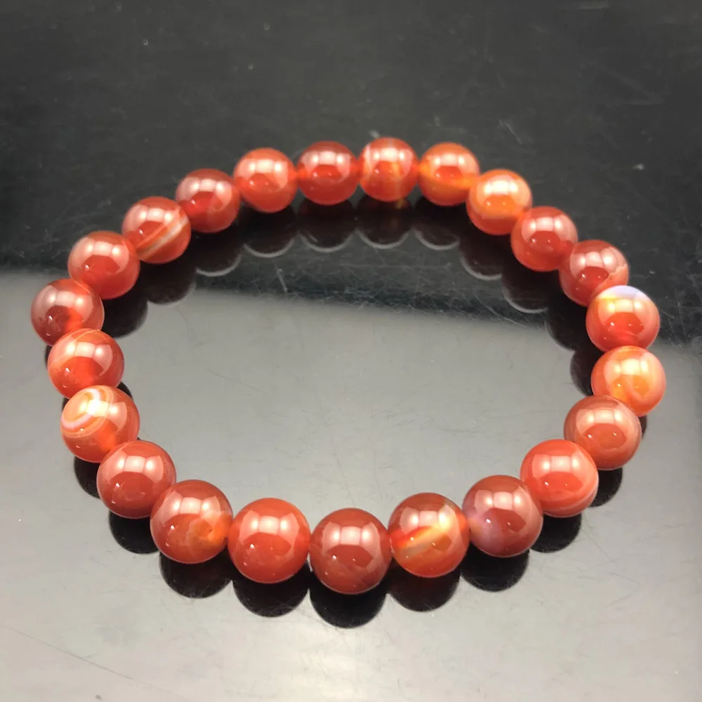 Red Agate Натуральная чакра из бисера рок браслет для мужчин 8 мм натуральный камень Лава тигровый глаз матовый черный оникс бусины из лечебных камней очарование Йога женские ювелирные изделия - Окраска металла: Red Agate
