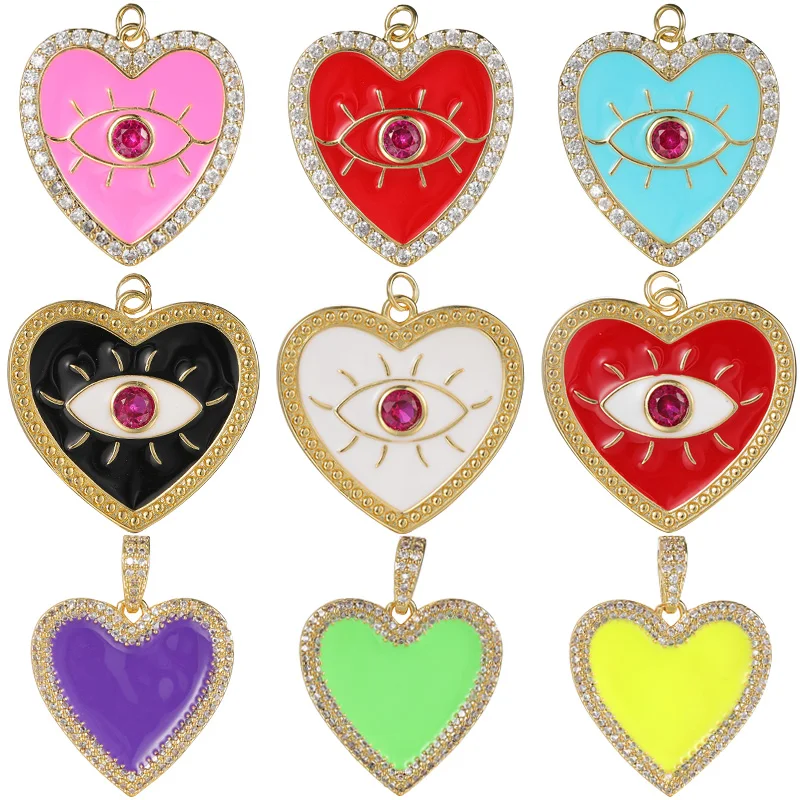 

JUYA Cubic Zirconia Heart Style Charms Pendants Lucky Evil Eye Neckalce Pendant DIY Handmade Jewelry Findings Accessories
