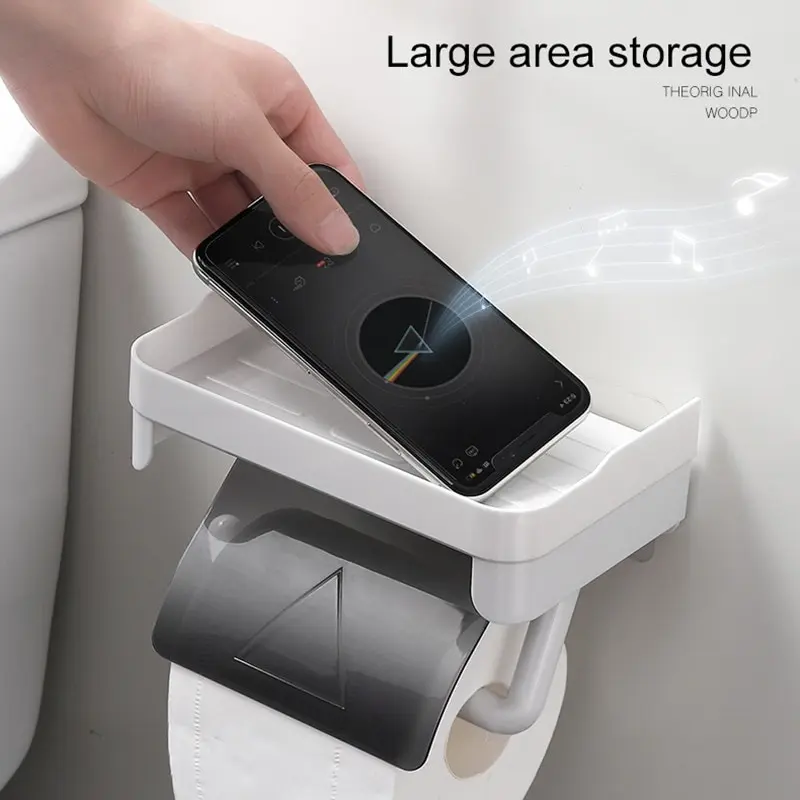 

Wall Mount Roll Paper Storage Rack Multi-function Toilet Paper Holder Rack Bathroom Rack Shelves 3 Colors