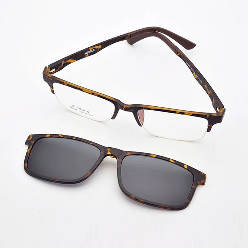 С плоскими стеклами и половинной рамкой очки матовый черный Для мужчин's женщин