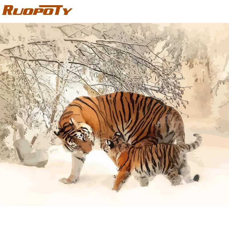 190820-26 Ruopoty рамка Diy Краска ing по номерам Бабочка Животные Современная Настенная живопись холст Рисование акриловая краска по номерам для домашний декор - Цвет: 190820-26