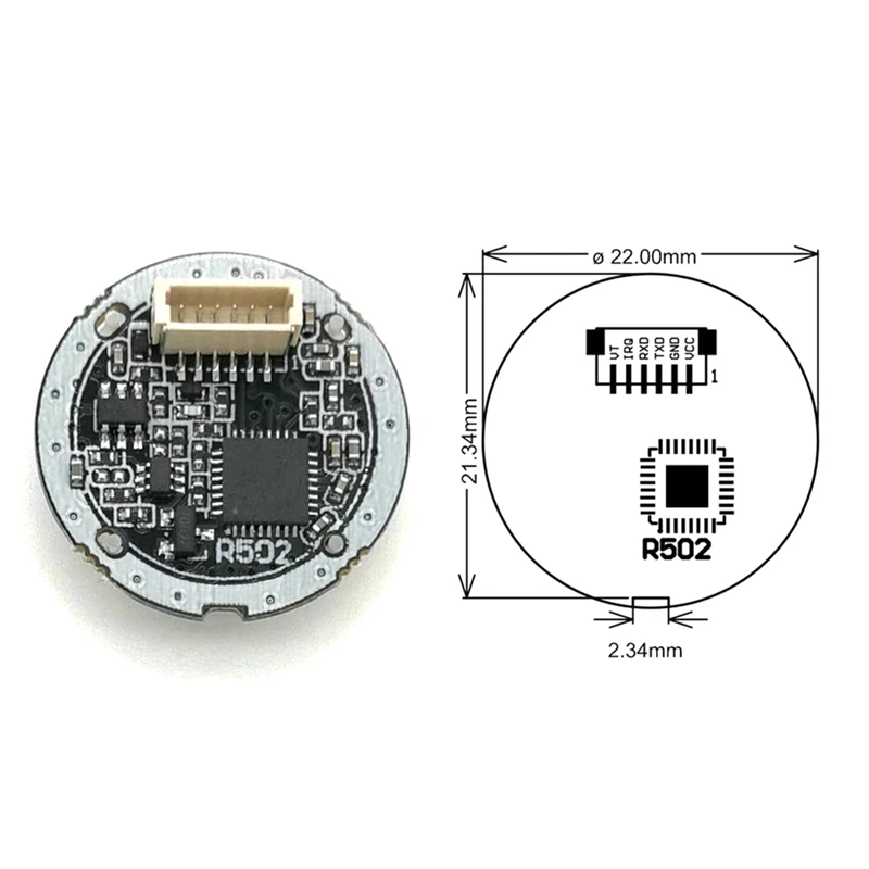 

R502-A New Round Ring LED Small Thin DC3.3V Fingerprint Module Access Control for Arduino