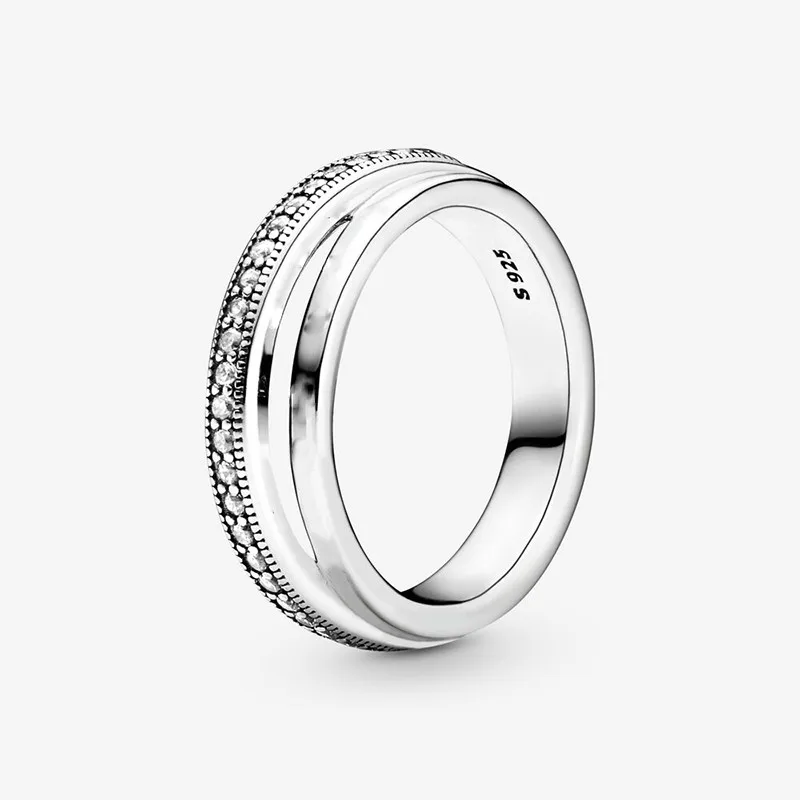 

2021 New 925 Sterling Silver Inlaid Three Ring Superimposed Pan Ring For Women's Gifts Wedding Diy Jewelry