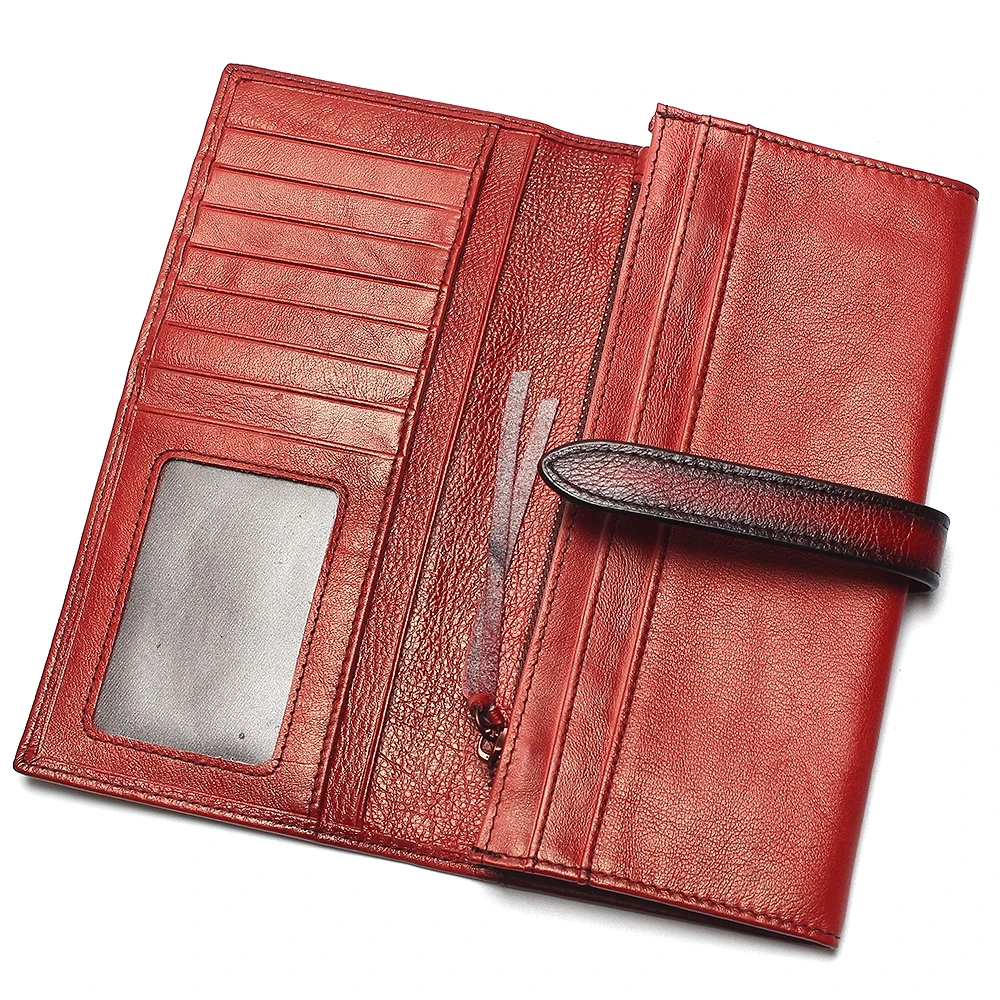 Винтажный Мужской Длинный кошелек из 100% натуральной воловьей кожи с рчид