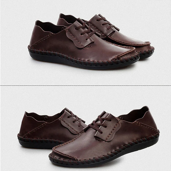

Men's Genuine Leather Shoes Head Leather Soft Anti-slip Rubber Loafers Shoes Man Casual Real Leather Shoes plus size 6-13
