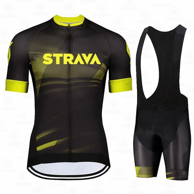 

2021 STRAVA Summer Pro Cycling Jersey Set Breathable Team Racing Sport Bicycle Jersey Mens Cycling Clothing Short Bike Jersey