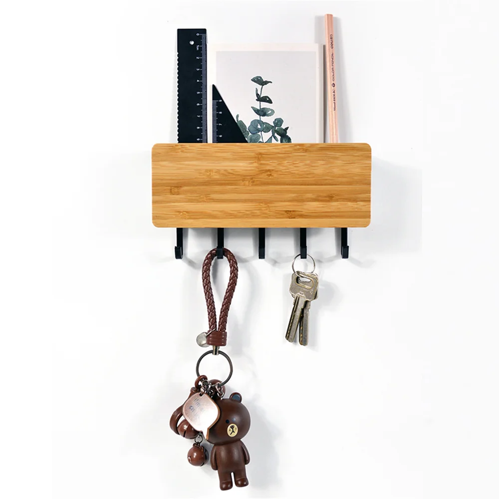 

New Wall-hung Type Wooden Decorative Wall Shelf Sundries Storage Box Hanger Organizer Key Rack Wood Wall Shelf
