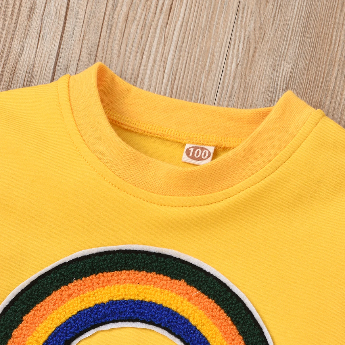 

Children's Sweater, Infant's Fleece Rainbow Pattern Crew Neck Long Sleeve Pullover Thread Knitted Hem Clothes for Toddlers