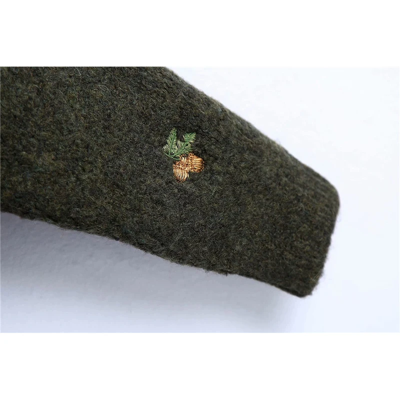 

Autumn Cute Ladies Sweet Forest Embroidery Green Knitted Cardigan Tops Women Casual Long Sleeve Single Breasted Za Sweater New