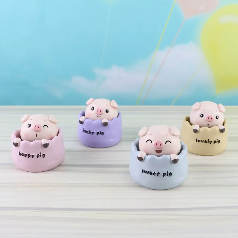 

Car Ornaments Shaking Head Pig Resin Nodding Doll Cute Automobile Interior Dashboard Decoration Creative Decor Auto Accessories