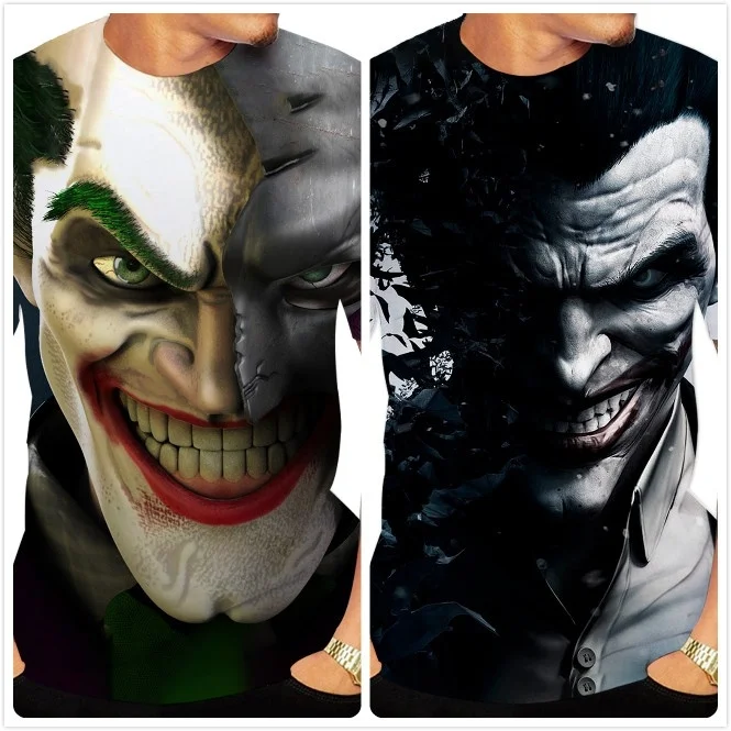 Новые дизайнерские Для мужчин новинка клоун 3D футболка с принтом Хэллоуин