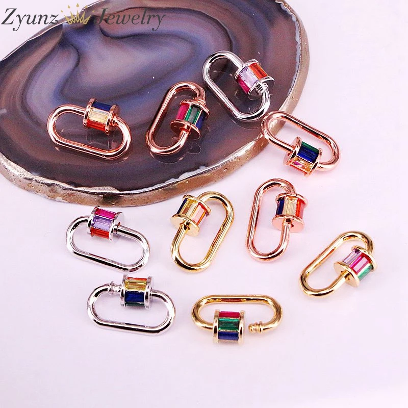 5 шт. многоцветная застежка из фианита с микрозакрепкой овальная форма карабин