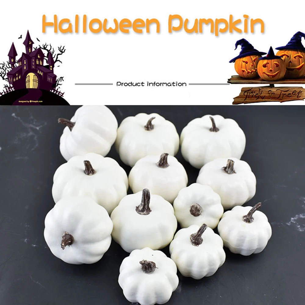 

12Pcs Artificial White Pumpkins Artificial White Pumpkins Harvest Decoration