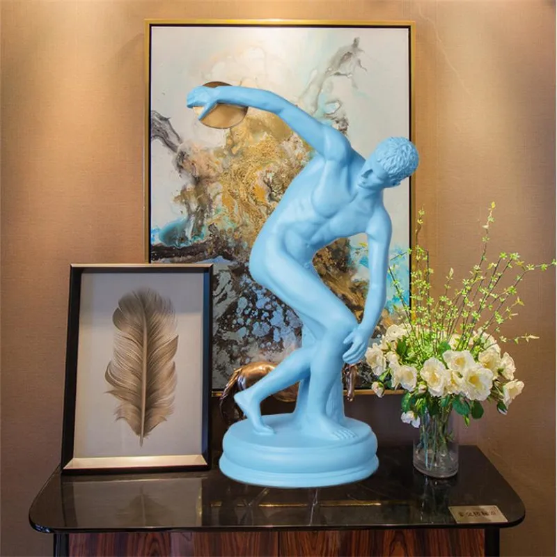 

[HHT] Nordic Character Sculpture Discus Thrower Statue Home Decoration Living Room TV Cabinet Office Desktop Resin Furnishings