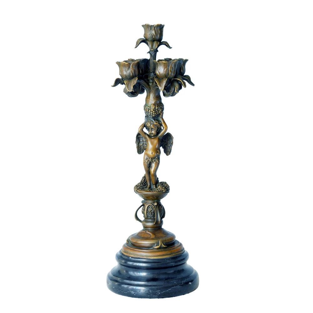 Подсвечник ATLIE Бронзовый бронзовая свеча 5 отверстий фигурка херувима | Дом и сад