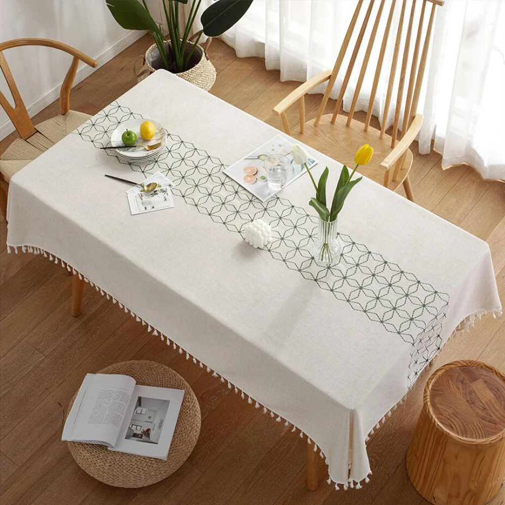 

Cross-border Nordic ins wind tablecloth cotton linen table runner four-leaf clover tea table cloth rectangular tablecloth