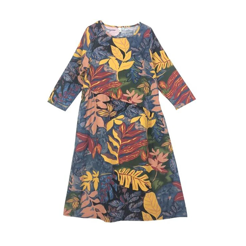 Новинка весна-осень 2020 платье из хлопка и льна в этническом ретро-стиле с