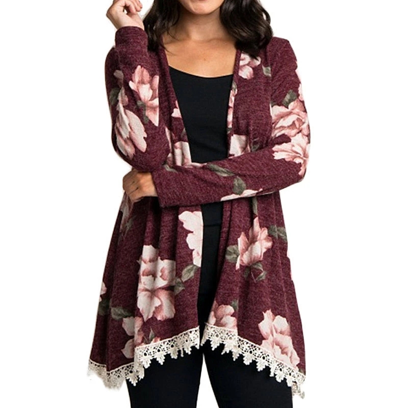 Осенний цветочный женский Кардиган с длинным рукавом 2018 повседневный элегантный