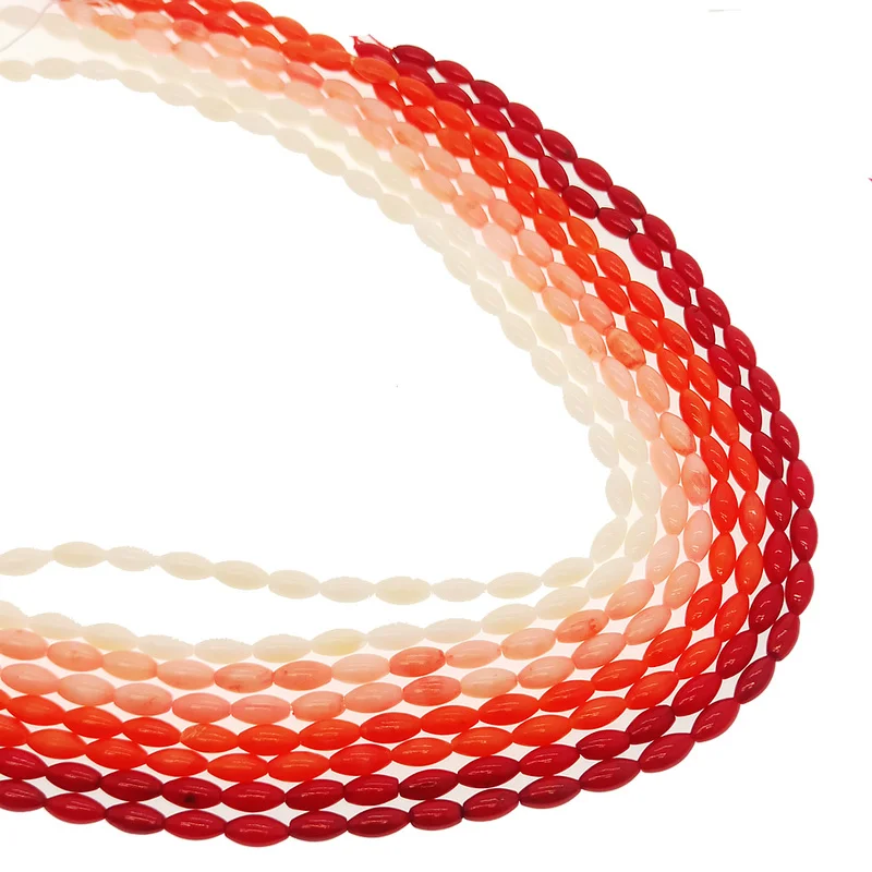 Модные овальные бусины 4*8 мм из кораллового риса россыпью высокого качества