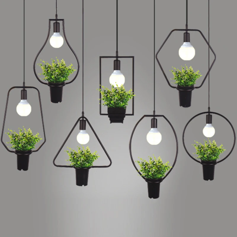 

Art Decor Led Plant Light Creative Potted Chandelier Plant Hanging Light For Garden Cafe Bar