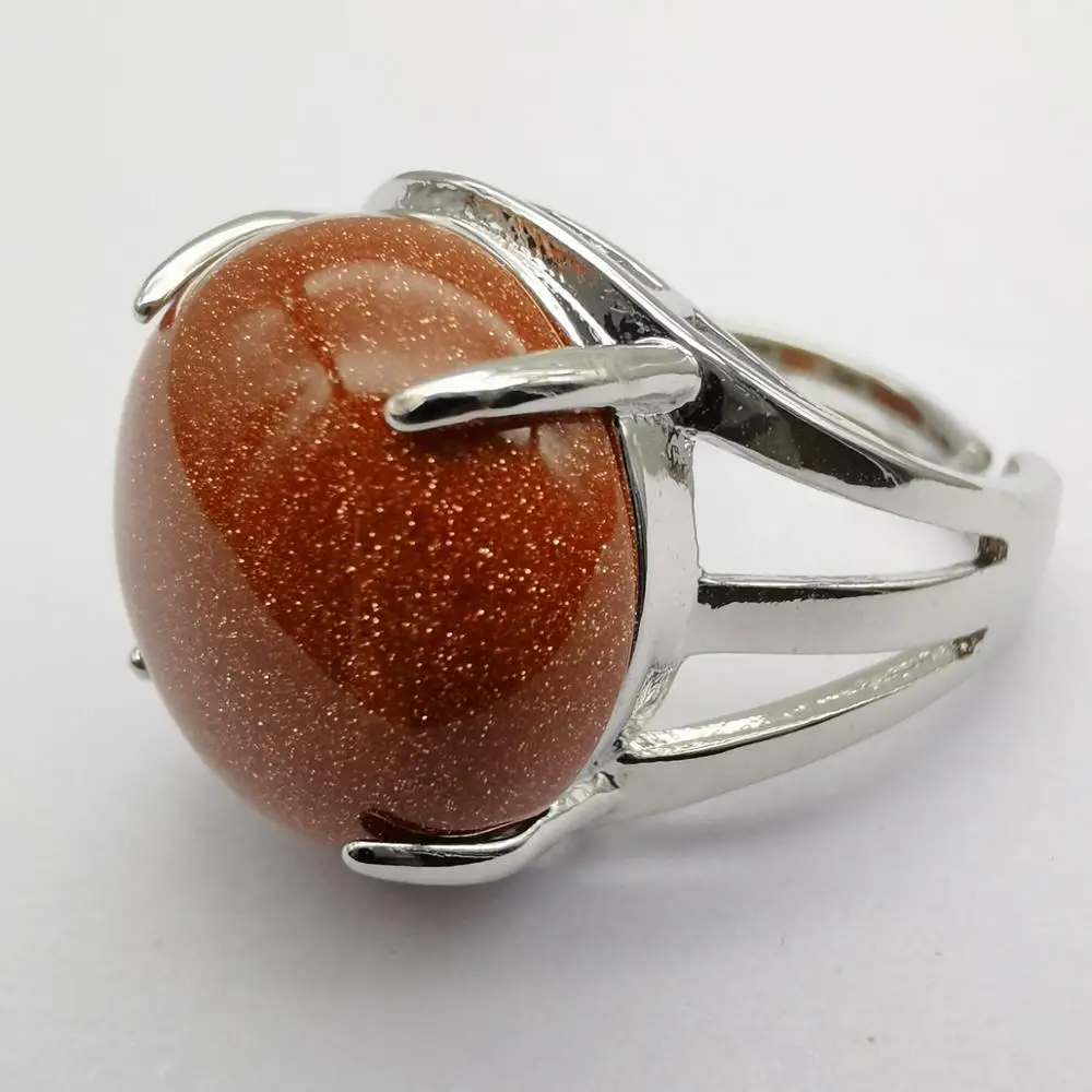 Женское кольцо с золотым песчаным камнем Размер 8x231|Кольца| |