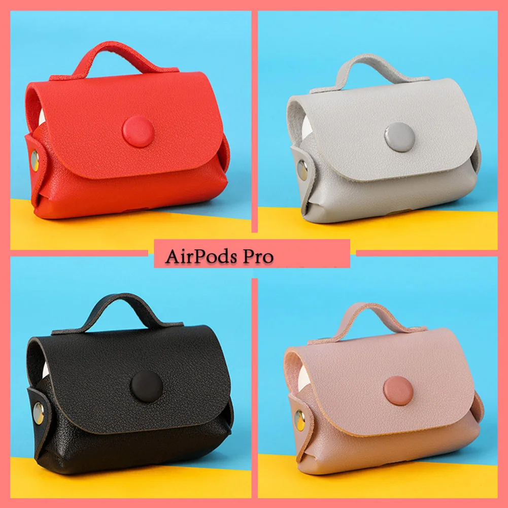Leather Earphone Case For Apple AirPods Pro Anti-lost Shockproof Protective Cover for Air Pods 3 Wallet Style PU Bag Capa Skin |