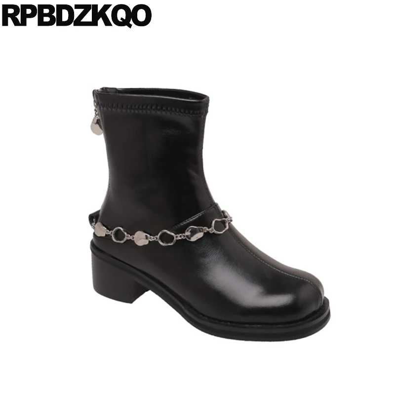 Женские высокие сапоги до колена черные эластичные ботильоны на молнии с