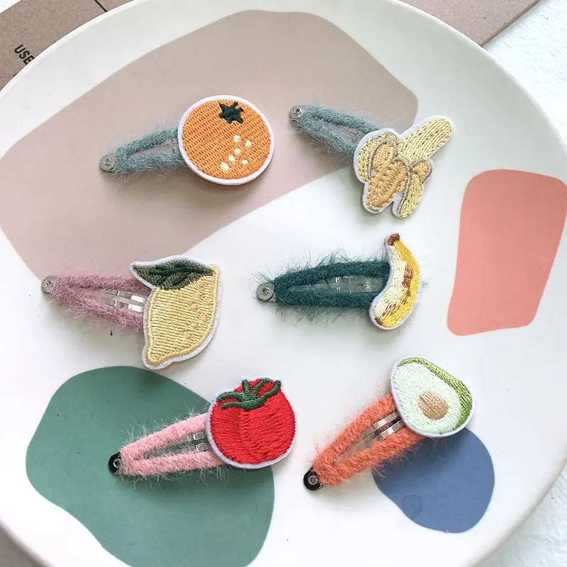 Милые детские заколки для волос заколка-фрукт с вышитыми животными весна-осень