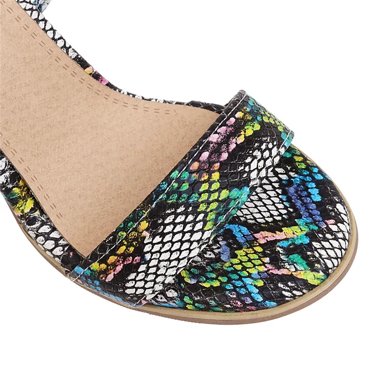 

ESRFIYFE Snakeskin Grain Women Open Toe High Heels Shoes Woman High Heels Summer Party Shoes Ankle Strap Lace Up Big Size 34-43
