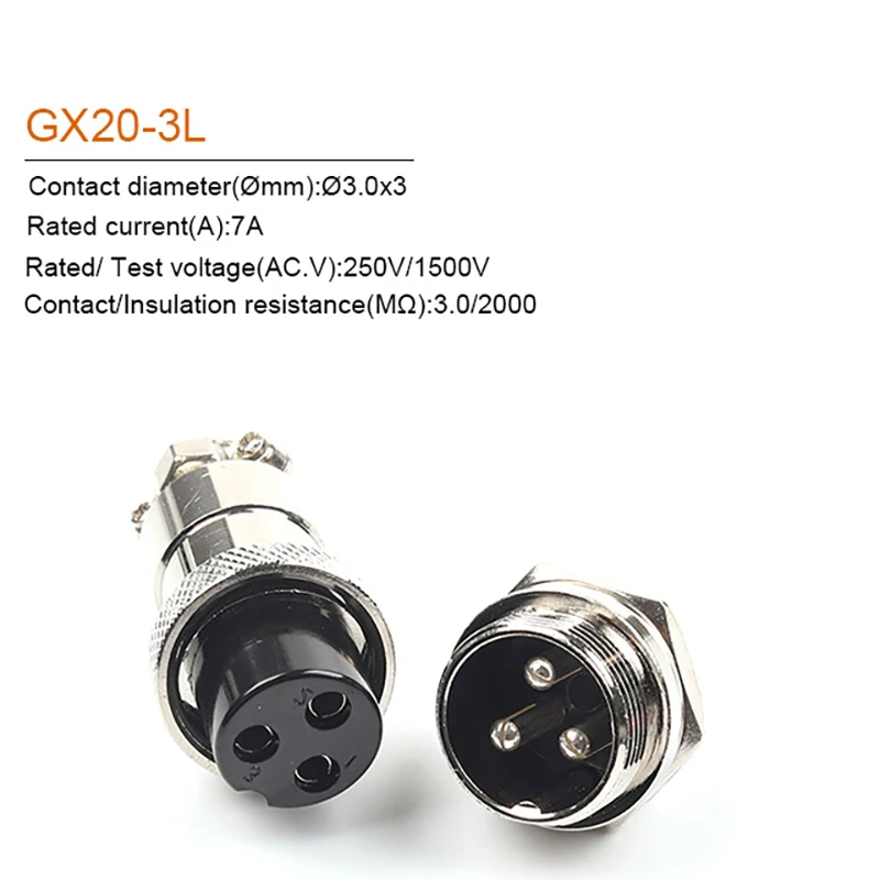 1 комплект GX20 2/3/4/5/6/7/8/9/10/12/14/15 Pin 20 мм штекер + гнездо цилиндрический гайкообразный
