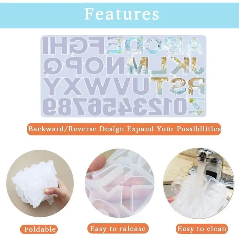 

Resin Casting Set Number Silicone Molds DIY Letter Necklaces, Silicon Chains, Alphabet Pendants Kit For Key Mold J9L3
