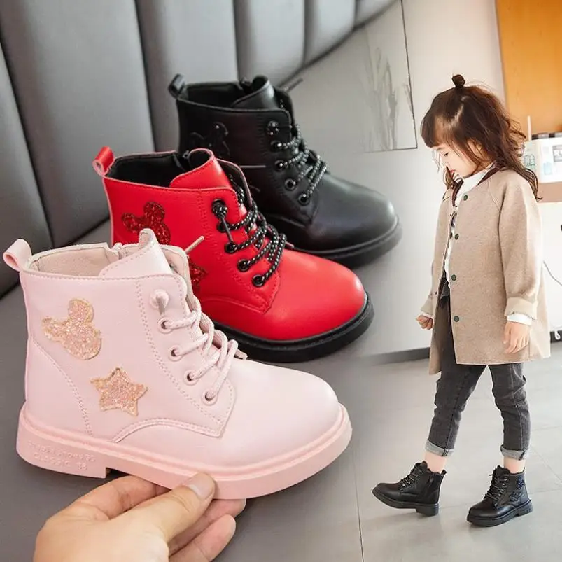 Осенне зимние новые детские ботинки для девочек детская обувь с высокими