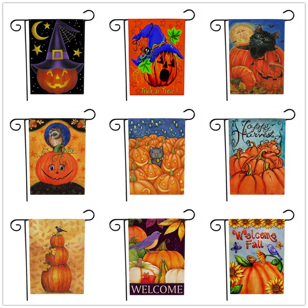 Хэллоуин сад флаг Тыква двухсторонние брезентовые флажки открытый газон Декор