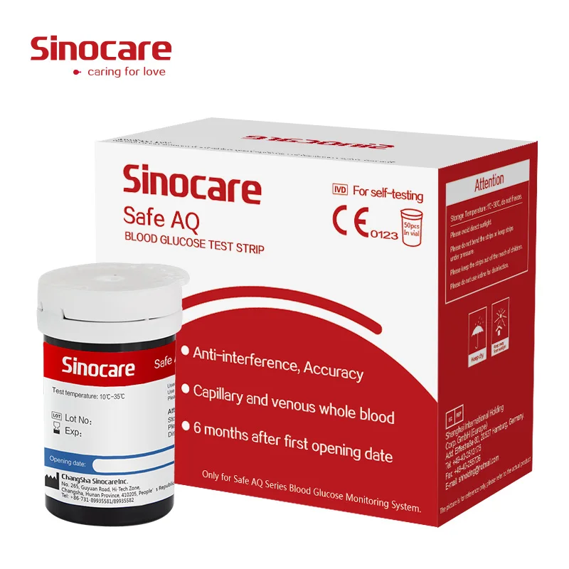400/300/200/100PCS Sinocare AQ Smart AQ  Voice Blood Glucose Test Strips and Lancets for Diabetes Tester