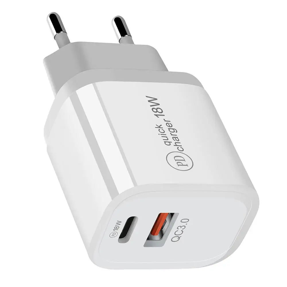 Сетевое зарядное устройство PD QC 3 0 с двумя USB-портами 18 Вт | Мобильные телефоны и