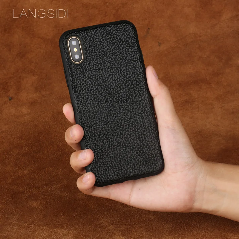 Чехол для телефона из натуральной кожи iphone X XS XR xsmax 6 6s 5 5s se 7 plus 8 litchi grain 360 с полной