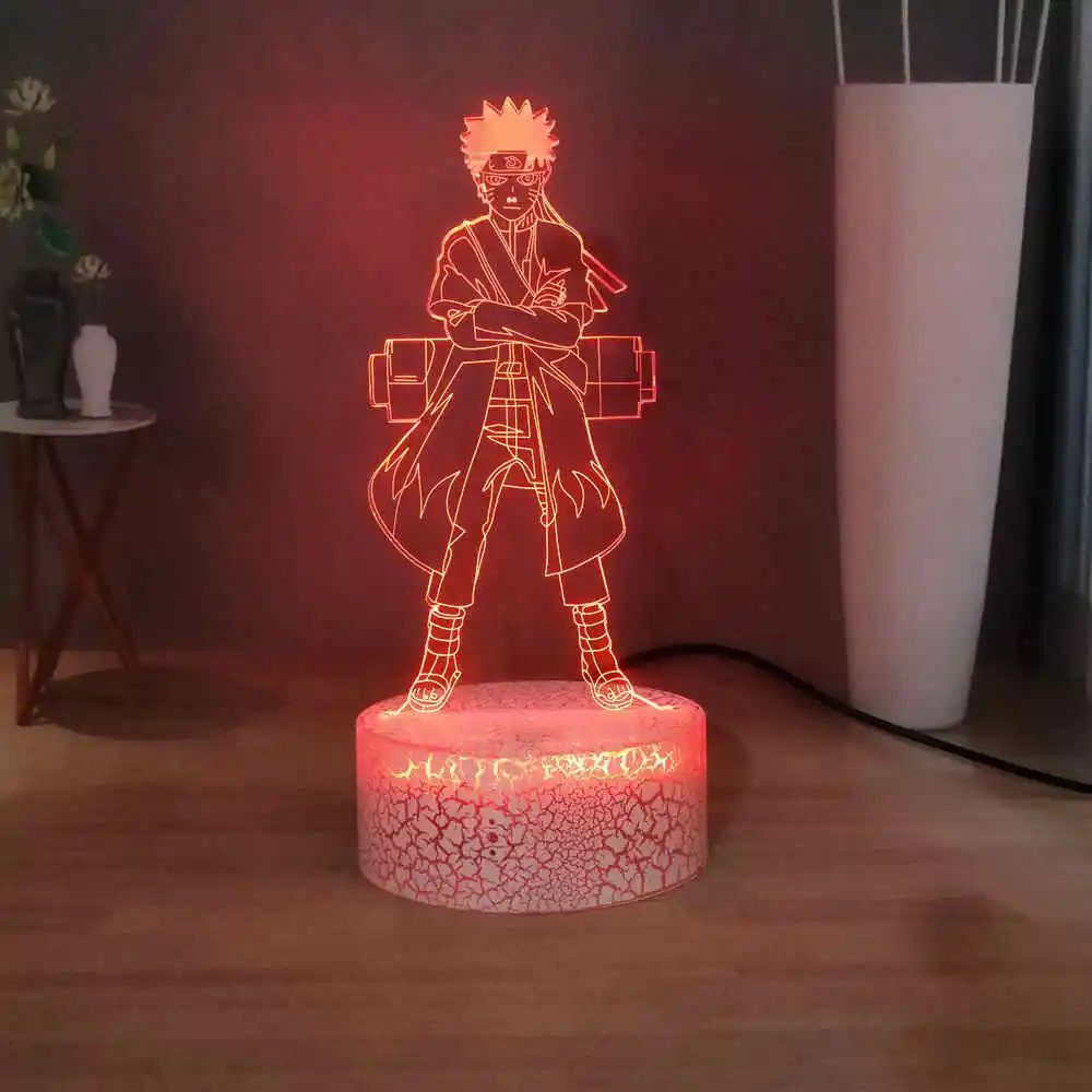 Аниме Наруто настольная лампа Узумаки RGB многоцветный сенсорный 3D Иллюзия