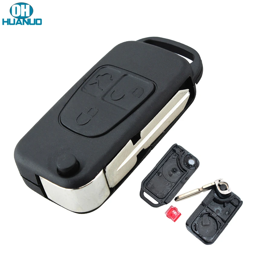 Складной флип 3 кнопки дистанционного ключа чехол HU39 Uncut Blade для Mercedes Benz ML320 ML55 AMG C230