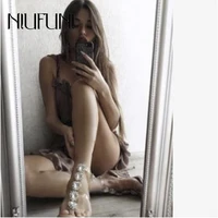 niufuni 2021 rhinestone luxury transparent sandals women casual crystal buckle high heels stiletto sexy clear shoes for women