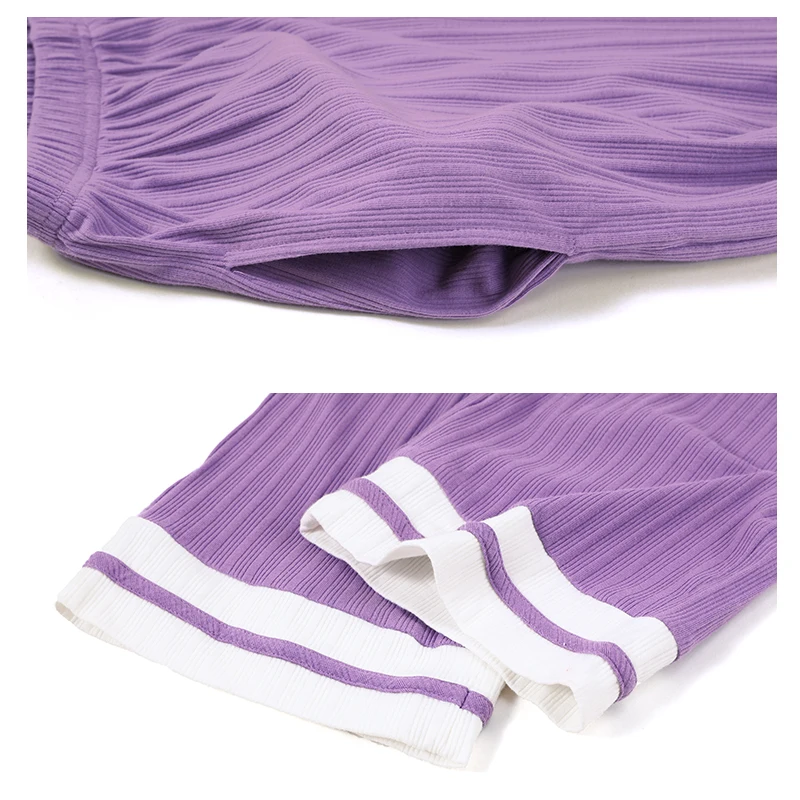 

ATUENDO Spring Warm Purple Pajamas Sets for Women 100% Cotton Atoff Home Satin Sleepwear Autumn Fashion Silk Lounge Nightwear