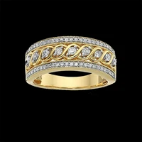 trendy geometric tension setting gold plated dichroic micro set zircon cubic womens ring anniversary jewelry accessories