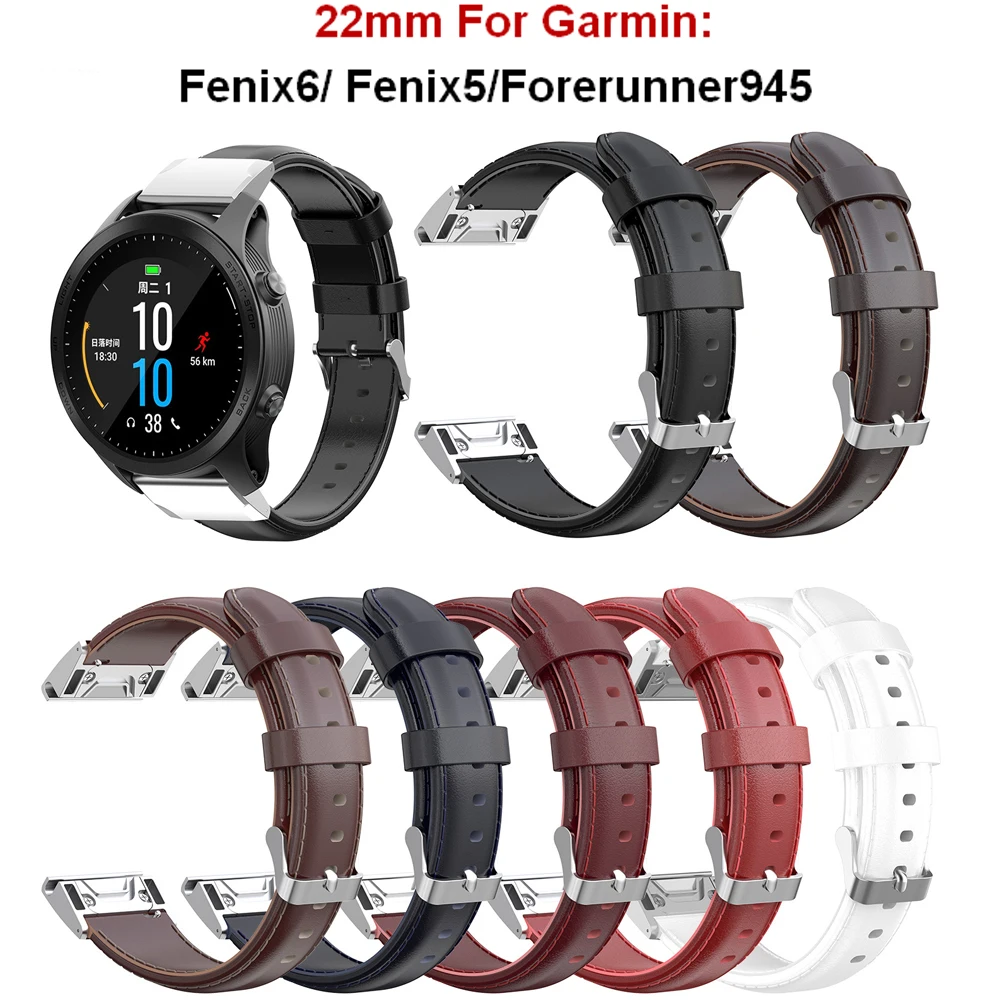 Ремешок 22 мм для часов Garmin Fenix 5, кожаный ремешок для часов Garmin Fenix 6, ремешок для часов Quick Fit Forerunner 945