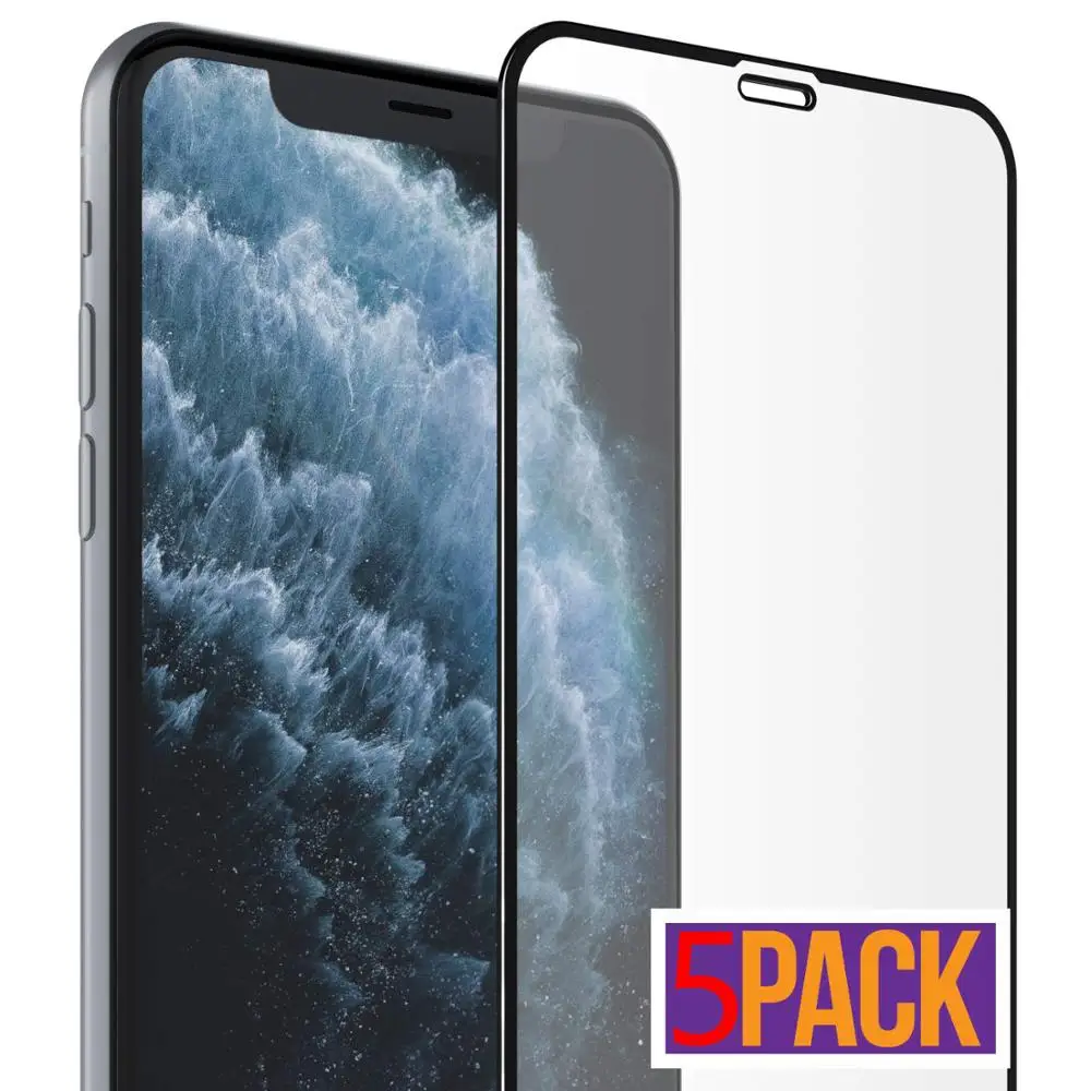 5 шт./лот полное покрытие закаленное стекло для iPhone X XS MAX XR Защитная пленка экрана 6